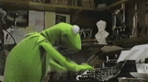 Kermit the frog types very fast